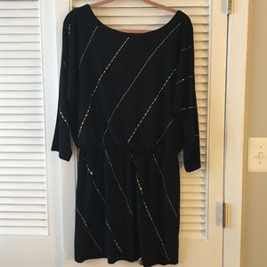 WHBM Black Dress with gold and silver studs.